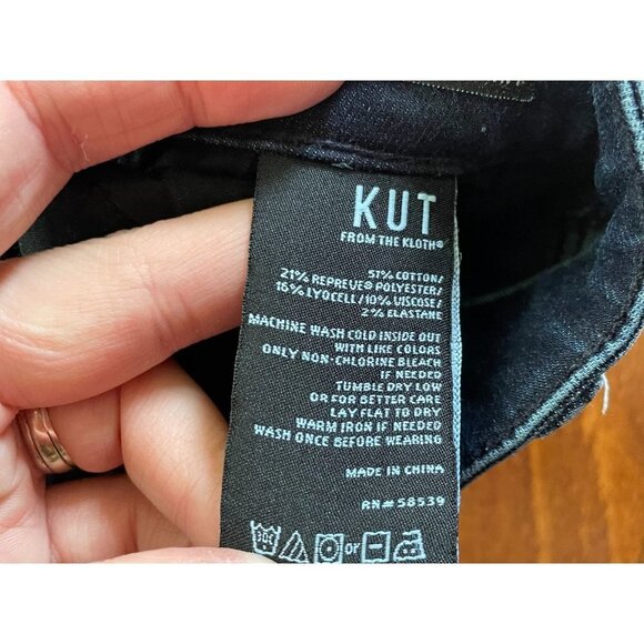 Kut From The Kloth Cut Off Raw Hem Ankle Skinny Jeans Denim High-Rise Blue  2 - Picture 9 of 11